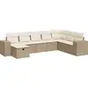 Image de vidaXL Ensemble de jardin canapé 8 pièces avec coussins Beige Poly Rattan