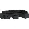 Image de vidaXL Ensemble de salon de jardin 9 pièces avec coussins noir poly rotin