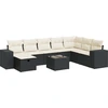 Image de vidaXL Ensemble de salon de jardin 9 pièces avec coussins noir poly rotin