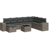 Image de vidaXL Ensemble de salon de jardin 9 pièces avec coussins Gris Poly rotin