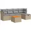 Image de vidaXL Ensemble de salon de jardin 6 pièces avec coussins Beige Poly Rattan