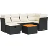 Image de vidaXL Ensemble de salon de jardin 7 pièces avec coussins noir poly rotin