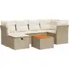 Image de vidaXL Ensemble de salon de jardin 7 pièces avec coussins Beige Poly Rattan