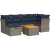 Image de vidaXL Ensemble de salon de jardin 7 pièces avec coussins Gris Poly rotin