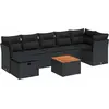 Image de vidaXL Ensemble de jardin canapé 8 pièces avec coussins noir poly rotin