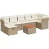 Image de vidaXL Ensemble de jardin canapé 8 pièces avec coussins Beige Poly Rattan