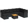 Image de vidaXL Ensemble de salon de jardin 9 pièces avec coussins noir poly rotin