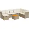 Image de vidaXL Ensemble de salon de jardin 9 pièces avec coussins beige Poly rotin