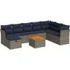 Image de vidaXL Ensemble de salon de jardin 9 pièces avec coussins Gris Poly rotin