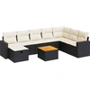 Image de vidaXL Ensemble de salon de jardin 9 pièces avec coussins noir poly rotin