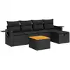Image de vidaXL Ensemble de salon de jardin 6 pièces avec coussins noir poly rotin