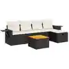 Image de vidaXL Ensemble de salon de jardin 6 pièces avec coussins noir poly rotin