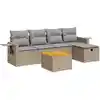 Image de vidaXL Ensemble de salon de jardin 6 pièces avec coussins Beige Poly Rattan