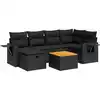 Image de vidaXL Ensemble de salon de jardin 7 pièces avec coussins noir poly rotin