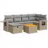 Image de vidaXL Ensemble de salon de jardin 7 pièces avec coussins Beige Poly Rattan