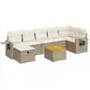 Image de vidaXL Ensemble de jardin canapé 8 pièces avec coussins Beige Poly Rattan