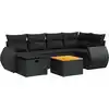 Image de vidaXL Ensemble de salon de jardin 7 pièces avec coussins noir poly rotin