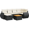 Image de vidaXL Ensemble de salon de jardin 7 pièces avec coussins noir poly rotin