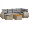 Image de vidaXL Ensemble de salon de jardin 7 pièces avec coussins Beige Poly Rattan