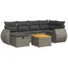 Image de vidaXL Ensemble de salon de jardin 7 pièces avec coussins Gris Poly rotin