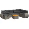 Image de vidaXL Ensemble de salon de jardin 9 pièces avec coussins Gris Poly rotin