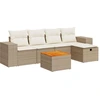 Image de vidaXL Ensemble de salon de jardin 6 pièces avec coussins Beige Poly Rattan