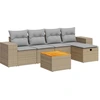 Image de vidaXL Ensemble de salon de jardin 6 pièces avec coussins Beige Poly Rattan