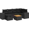 Image de vidaXL Ensemble de salon de jardin 7 pièces avec coussins noir poly rotin