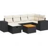 Image de vidaXL Ensemble de salon de jardin 7 pièces avec coussins noir poly rotin
