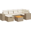 Image de vidaXL Ensemble de salon de jardin 7 pièces avec coussins Beige Poly Rattan