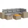 Image de vidaXL Ensemble de salon de jardin 7 pièces avec coussins Beige Poly Rattan