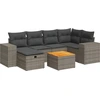 Image de vidaXL Ensemble de salon de jardin 7 pièces avec coussins Gris Poly rotin