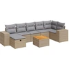 Image de vidaXL Ensemble de jardin canapé 8 pièces avec coussins Beige Poly Rattan
