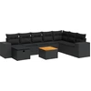 Image de vidaXL Ensemble de salon de jardin 9 pièces avec coussins noir poly rotin