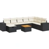 Image de vidaXL Ensemble de salon de jardin 9 pièces avec coussins noir poly rotin