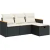 Image de vidaXL Ensemble de salon de jardin 4 pièces avec coussins noir poly rotin
