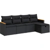 Image de vidaXL Ensemble de salon de jardin 5 pièces avec coussins noir poly rotin