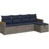 Image de vidaXL Ensemble de salon de jardin 5 pièces avec coussins Gris Poly rotin