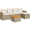 Image de vidaXL Ensemble de salon de jardin 6 pièces avec coussins Beige Poly Rattan