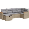 Image de vidaXL Ensemble de salon de jardin 6 pièces avec coussins Beige Poly Rattan