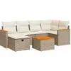 Image de vidaXL Ensemble de salon de jardin 7 pièces avec coussins Beige Poly Rattan