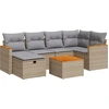 Image de vidaXL Ensemble de salon de jardin 7 pièces avec coussins Beige Poly Rattan