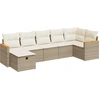 Image de vidaXL Ensemble de salon de jardin 7 pièces avec coussins Beige Poly Rattan
