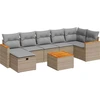 Image de vidaXL Ensemble de jardin canapé 8 pièces avec coussins Beige Poly Rattan