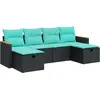Image de vidaXL Ensemble de salon de jardin 6 pièces avec coussins noir poly rotin