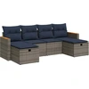 Image de vidaXL Ensemble de salon de jardin 6 pièces avec coussins Gris Poly rotin