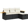 Image de vidaXL Ensemble de salon de jardin 4 pièces avec coussins noir poly rotin