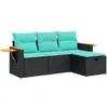 Image de vidaXL Ensemble de salon de jardin 4 pièces avec coussins noir poly rotin