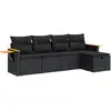Image de vidaXL Ensemble de salon de jardin 5 pièces avec coussins noir poly rotin