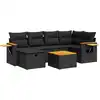 Image de vidaXL Ensemble de salon de jardin 7 pièces avec coussins noir poly rotin